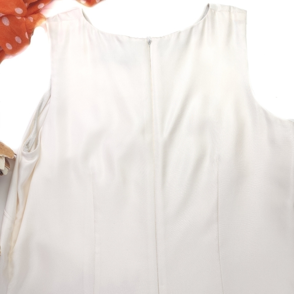 Badgley Mischka Cream Pink Floral Silk Dress Sz 8 - Picture 4 of 12